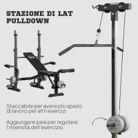 HOMCOM Panca Fitness con Leg Press, Squat Rack e Leg Extension, in Acciaio e PU, 180x134x200 cm, Nero e Argento(m-5)