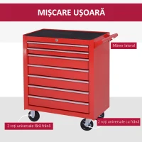DURHAND Cărucior de unelte, 2 sertare mici și 5 sertare mari, oțel, până la 150 kg, 69 x 33 x 75 cm, roșu(m-6)