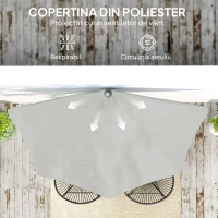 Outsunny Umbrela Semicirculara de Perete pentru Gradina cu Deschidere cu Manivela din Poliester, Gri 269x138x236cm(m-6)