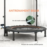 HOMCOM Trampolin Fitness Mini Pliabil de 45", cu Mâner Reglabil cu Spumă, Portocaliu(m-6)