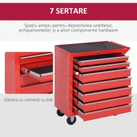 DURHAND Cărucior de unelte, 2 sertare mici și 5 sertare mari, oțel, până la 150 kg, 69 x 33 x 75 cm, roșu(m-4)