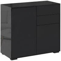 HOMCOM Aufbewahrungsschrank mit 2 Schubladen, 2 Türen, mit Kippschutz, für Wohnzimmer, Schlafzimmer, 79 x 36 x 74 cm, Schwarz(m-1)