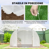 Outsunny Serra a Tunnel con 2 Aste Rimovibili e Porte e Finestre a Rete, in Acciaio Zincato e PE, 396x300x200 cm, Bianco(m-8)