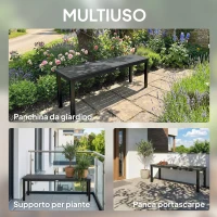 Outsunny Panca da Giardino Panchina da Giardino 2 Posti 130x34x43 cm Grigio(m-7)