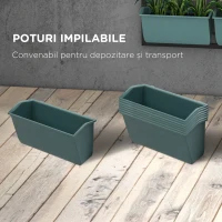 Outsunny Suport pentru Plante, 8 Ghivece Stivuibile, Rezistente la Intemperii, 52.5 x 14 x 90 cm, Gri + Negru(m-7)