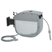 Outsunny Tambor de manguera con manguera de jardín 30 m, caja giratoria 180° con enrollado automático y autobloqueo(m-1)