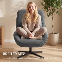 HOMCOM Drehbarer Akzentstuhl, Chenille-Polstersessel mit Lendenkissen, Hohe Rückenlehne, Tiefer Sitz, Dunkelgrau(m-4)