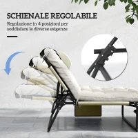 Outsunny Lettino da Giardino Pieghevole e Reclinabile con Tasca Laterale, 68x189x30 cm, Beige(m-4)