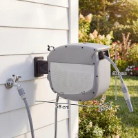 Outsunny Tambor de manguera con manguera de jardín 30 m, caja giratoria 180° con enrollado automático y autobloqueo(m-3)