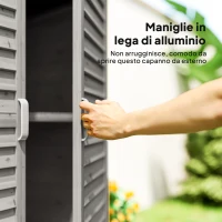 Outsunny Armadio da Giardino in Legno di Abete con Porte a Persiana e 2 Ripiani, 87x46.5x96.5cm, Grigio(m-7)