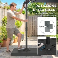 Outsunny Ombrellone da Giardino Ombrellone da Esterno Decentrato 2.4x2.4m Grigio(m-7)
