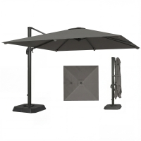 Outsunny Parasol de jardin Parasol extérieur déporté 3x3m Gris foncé