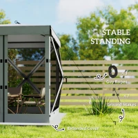 Outsunny Pavillon 1,85x1,85m Wasserdicht Stabil Winterfest Pop-up Faltpavillon mit 4 Mesh-Seitenteilen Tasche, UV 30+(m-7)