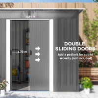 Outsunny Garden Metal Storage Shed House Hut Gardening Tool Storage w/ Tilted Roof and Ventilation 8.5 x 6ft, Grey(m-5)
