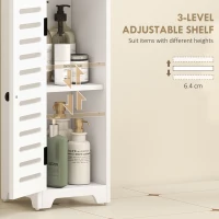 HOMCOM Bathroom Floor Cabinet, Bathroom Storage Unit with Louvered Door, Open Shelf, Adjustable Shelf, White, 22 x 20 x 75 cm(m-5)