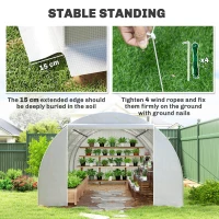 Outsunny 6 x 3 x 2 m Polytunnel Greenhouse, Walk in Polytunnel Tent with Metal Frame, Zippered Door and 8 Windows for Garden and Backyard, White(m-5)