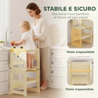 AIYAPLAY Torre Montessoriana per Bambini 2-5 Anni con Lavagna e Tavolino, in Legno, 57x39x93 cm, color Legno(m-5)