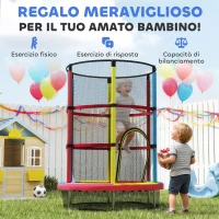 HOMCOM Trampolino per Bambini 3-6 Anni con Rete di Sicurezza, Senza Molle, Ø160x190 cm, Multicolore(m-9)
