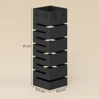 HOMCOM Suport umbrele, stativ metalic pentru umbrele, suport freestanding pentru umbrele cu cârlige și tavă de scurgere, capacitate 8 umbrele, negru(m-3)