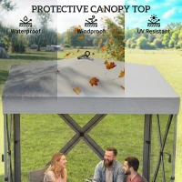 Outsunny Pavillon 1,85x1,85m Wasserdicht Stabil Winterfest Pop-up Faltpavillon mit 4 Mesh-Seitenteilen Tasche, UV 30+(m-6)