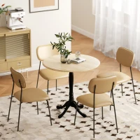 HOMCOM Mesa de Jantar Redonda para 4 Pessoas Ø80 cm Mesa de Cozinha Piéte­mento em Aço Estilo Moderno Madeira Natural e Preto(m-6)