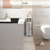 HOMCOM Bathroom Floor Cabinet, Bathroom Storage Unit with Louvered Door, Open Shelf, Adjustable Shelf, White, 22 x 20 x 75 cm(m-7)