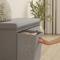 HOMCOM Three-Drawer Shoe Storage Bench, with Padded Top Seat - Grey(m-9)