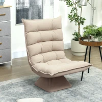 HOMCOM Fauteuil de sol paresseux fauteuil relax design capitonné inclinaison dossier réglable pivotant 360° revêtement lin beige(m-10)