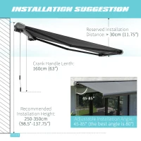 Outsunny Cassette Electric Manual Awning Door Window Retractable Canopy w/ R/C & LED 300W x 0-250D cm(m-8)