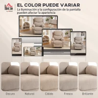 HOMCOM Sillón Relax Reclinable Manual Tapizado en Tela Aspecto Lino Reposapiés Reposabrazos Acolchado Grueso Beige(m-7)