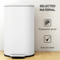 HOMCOM 30 L Modern Curved Kitchen Bin - Cream(m-6)