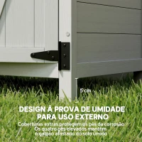 Outsunny Armário de Jardim de Madeira 75x40x90 cm Armário para Armazenamento de Ferramentas com 4 Prateleiras 2 Portas Cinzento(m-6)