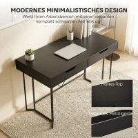 HOMCOM Kleine computertafel met 2 lades, bureau met groot werkblad 120 x 60 x 77 cm Zwart(m-4)