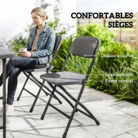 Outsunny Salon de jardin extérieur table de jardin extérieure avec 4 chaises pliables table réglable en hauteur 118 cm gris foncé(m-6)