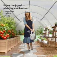 Outsunny 6 x 3 x 2 m Polytunnel Greenhouse, Walk-in Polytunnel Tent with Metal Frame, Zippered Door, and 8 Windows for Garden and Backyard, White(m-7)