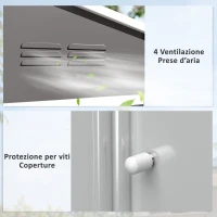 Outsunny Casetta da Giardino 2.3x1.7 m in Acciaio con Prese d'Aria e Doppia Porta Scorrevole, Effetto Legno(m-6)