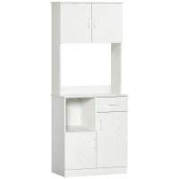 HOMCOM Buffet de cuisine armoire de cuisine multi-rangements 4 portes 1 tiroirs étagère + grand plateau 71 x 41 x 178 cm MDF blanc(m-17)