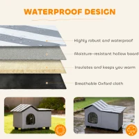 PawHut Outdoor Cat House, Weather Resistant Feral Cat Cave with Elevated Base and Cushion for Winter, Grey(m-5)