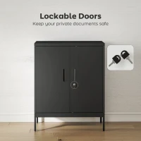 HOMCOM Metal Storage Cabinet with Lock and Adjustable Shelves - Black(m-5)