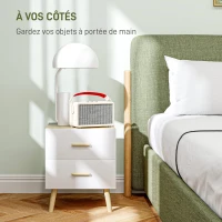 HOMCOM Table de chevet, table de nuit avec 2 tiroirs, style moderne, pour chambre à coucher, salon, 40 x 40 x 50 cm, chêne(m-4)