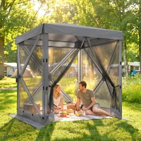 Outsunny Pavillon 1,85x1,85m Wasserdicht Stabil Winterfest Pop-up Faltpavillon mit 4 Mesh-Seitenteilen Tasche, UV 30+(m-2)