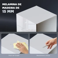 HOMCOM Mesa de Cabeceira com Faixa de Luz LED Multicolor Mesa Auxiliar com 3 Gavetas Estilo Moderno 40x35x60 cm Branco Brilhante(m-6)