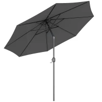 Outsunny Parasol de jardin extérieur Parasol droit inclinable Ø 3 m en métal Rond Polyester 180g/m² manivelle inclinable Gris(m-12)