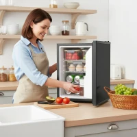 HOMCOM Mini Frigorífico 44 L/46 Latas Frigorífico Pequeno com Termóstato Ajustável 43x51x51,3 cm Preto(m-4)