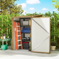 Outsunny Abrigo de Jardim Metálica 0,92 m² 100x103x160 cm com 1 Porta e Fecho para Armazenamento de Ferramentas Castanho Claro(m-2)