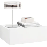 HOMCOM Comodino Sospeso Moderno con Cassetto, in Legno, 40x30x15 cm, Bianco(m-11)