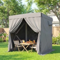 Outsunny Pavillon 1,85x1,85m Wasserdicht Stabil Winterfest Pop-up Faltpavillon mit 4 Mesh-Seitenteilen Tasche, UV 30+(m-9)