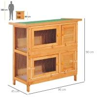 PawHut 2-Tier Wooden Rabbit Hutch Guinea Pig Hutch Duck House Double Decker Pet Cage with Sliding Tray(m-14)