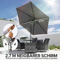 Outsunny Sonnenschirm 270 cm knickbar Balkonschirm mit Kurbel UV 50+ Gartenschirm Dunkelgrau(m-4)