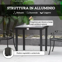 Outsunny Tavolo da Giardino Tavola da Pranzo Effetto Legno, 78x78 cm, Nero(m-5)